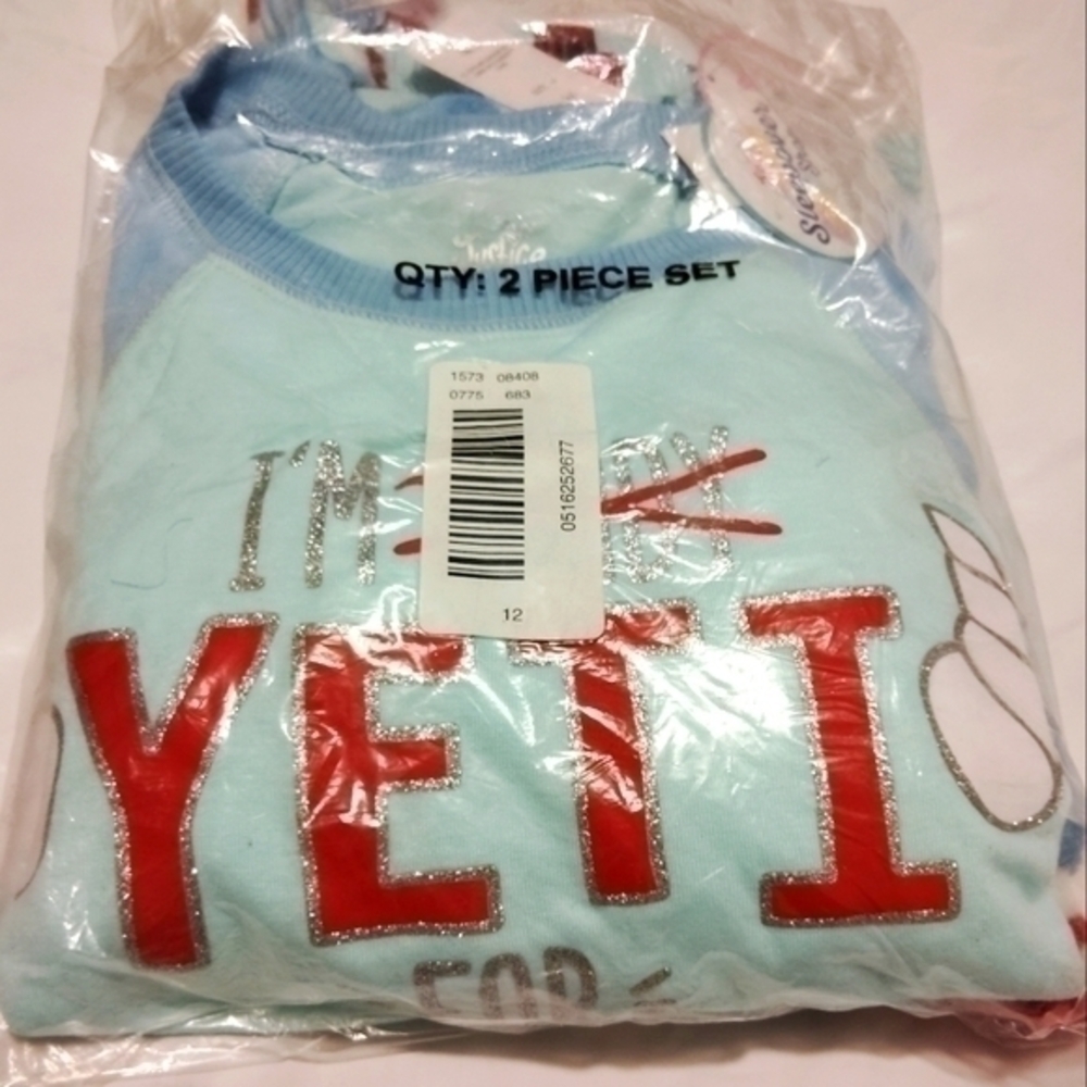 Justice Sleepovers Shop "I'm Yeti For Presents" Holiday Pajama Set + Plushie